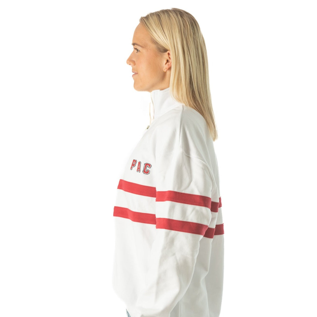 PAC Collegiate Stripe Quarter Zip White