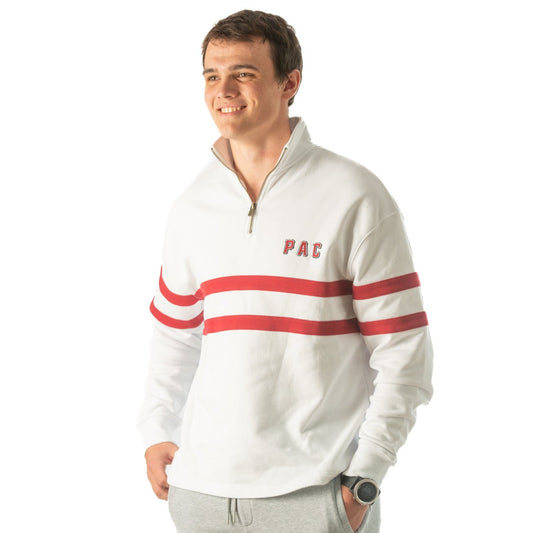 PAC Rowing Collegiate Stripe Quarter Zip White