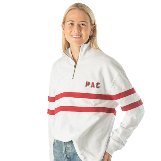 PAC Collegiate Stripe Quarter Zip White